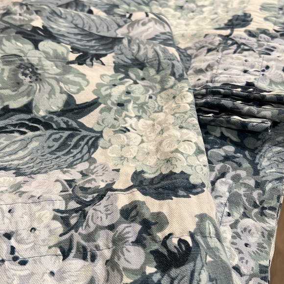 Handmade curtain panels and valances. Blue flowered pattern. - Picture 9 of 10
